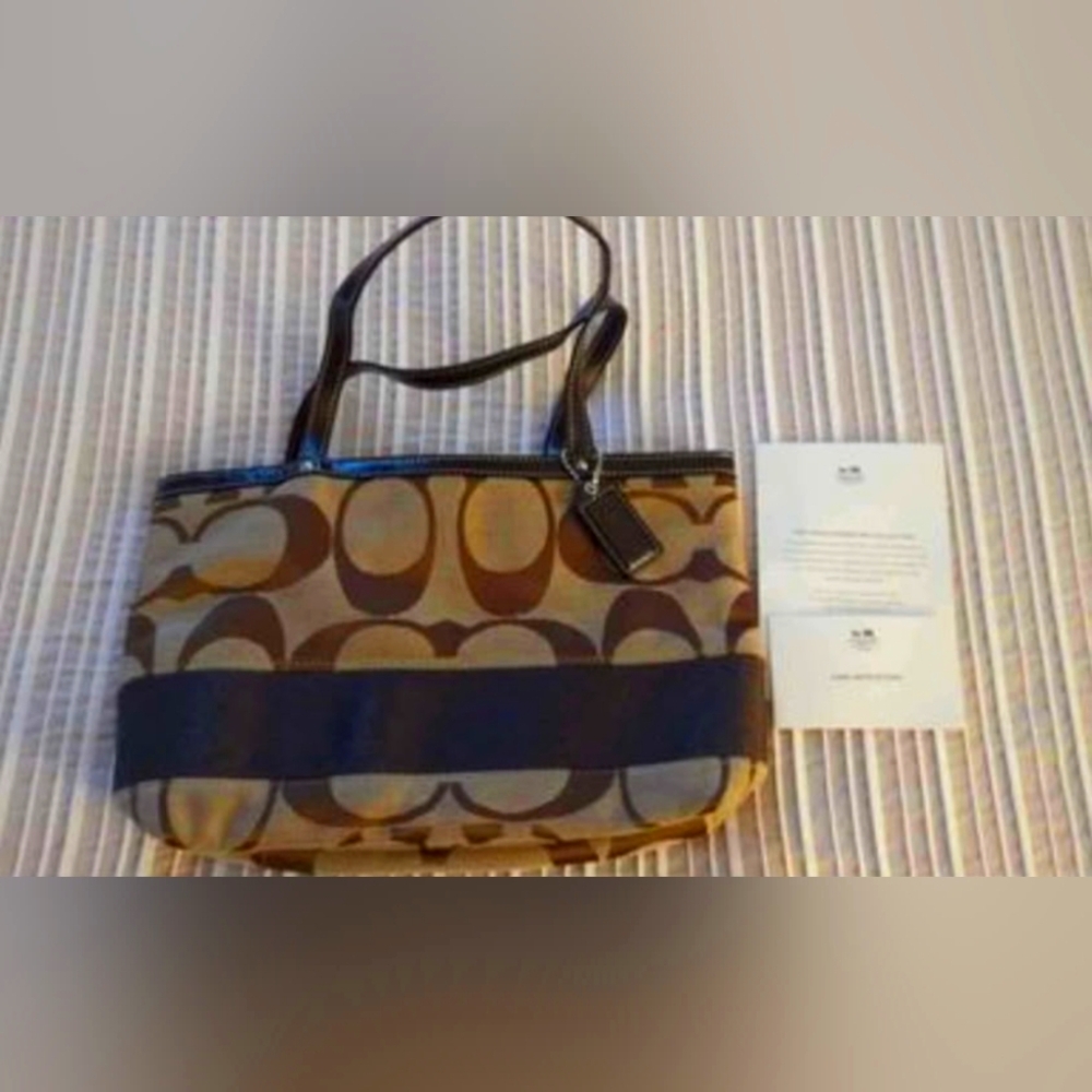 Coach Signature Tote Bag - Brown and Tan